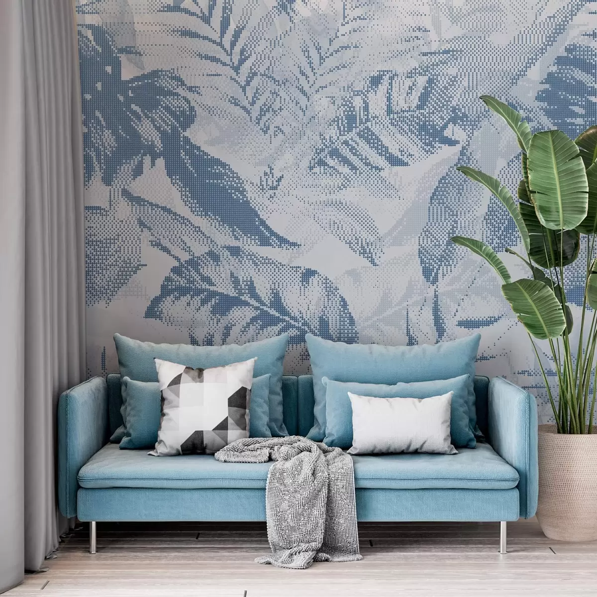 Fototapet Pixelmönster med löv w02993v1