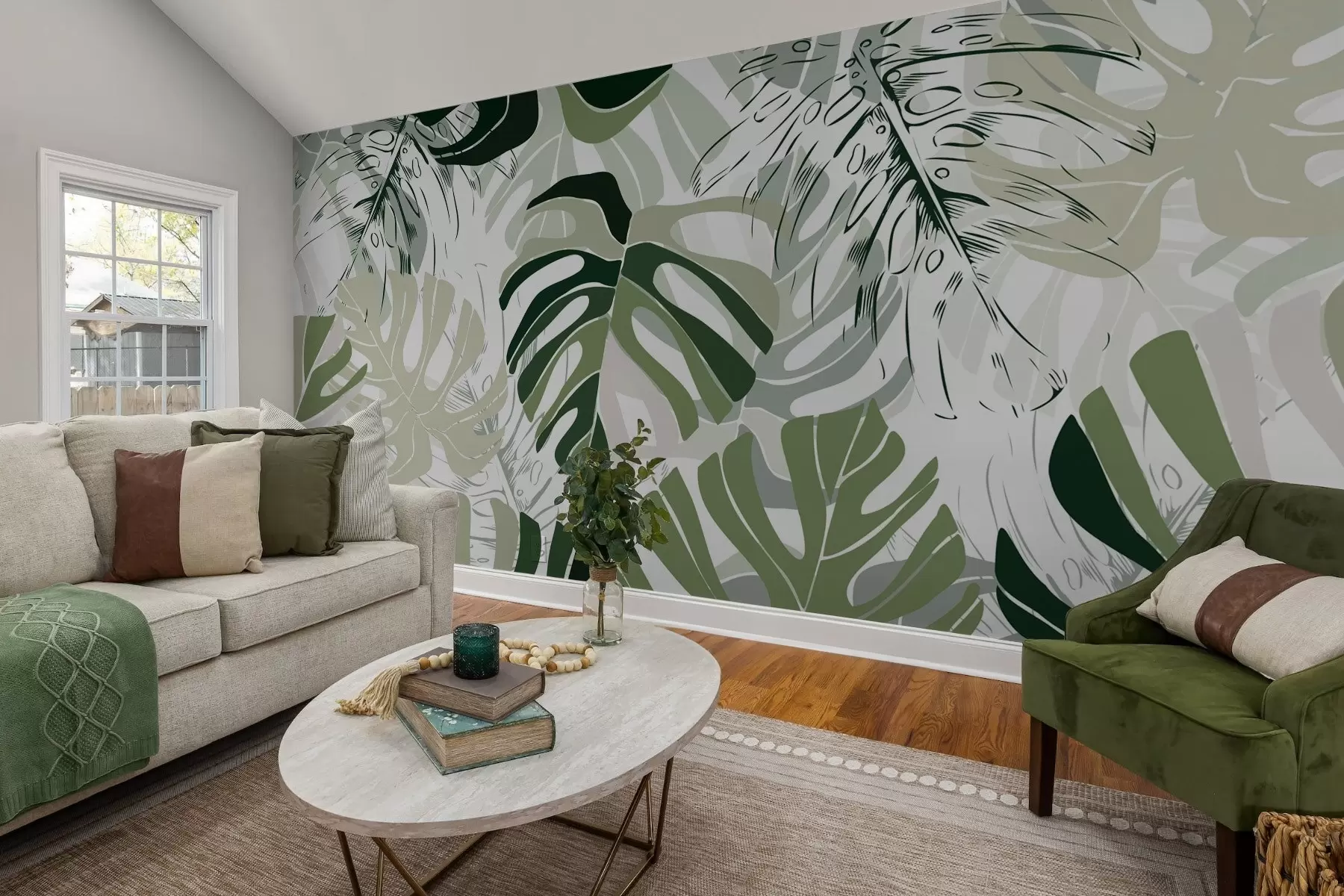 Fototapet Monstera blad i grafisk stil w02995