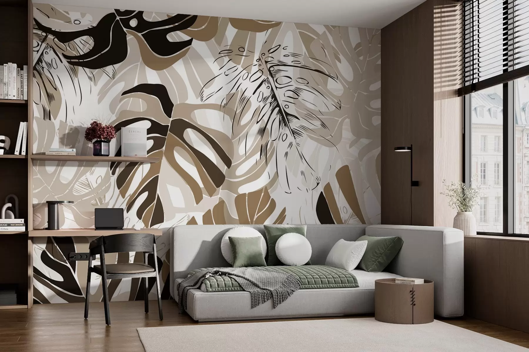 Fototapet Monstera blad i grafisk stil w02995v1