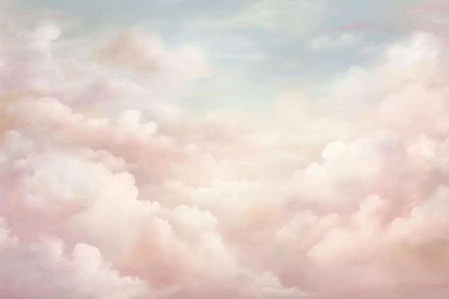 Fototapet Mjuka pastellmoln i nyanser av rosa, grädde och blått w03047