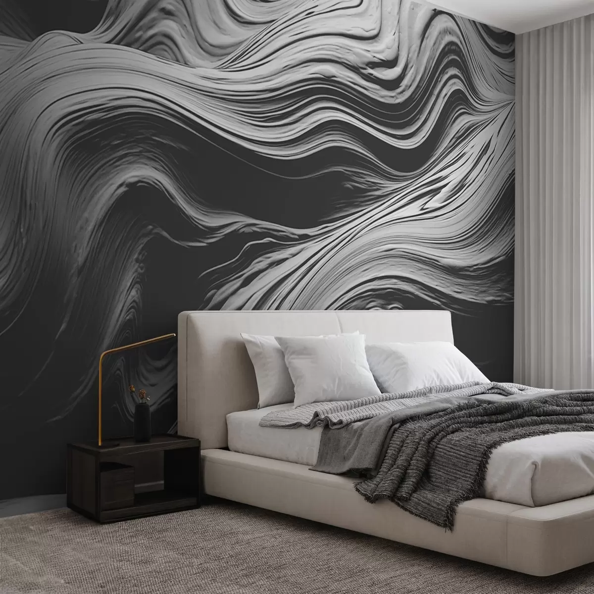 Fototapet Grå och vit abstrakt textur w08751