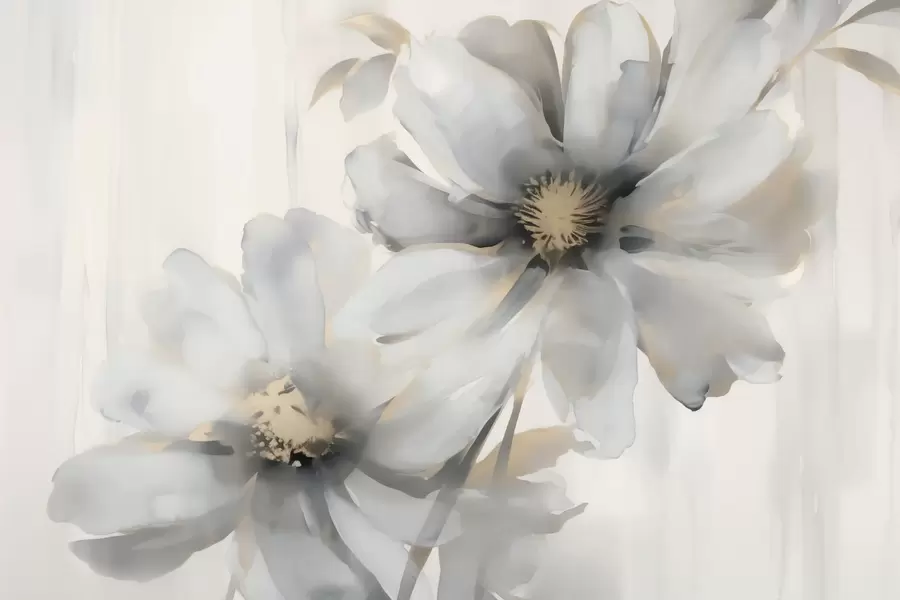 Fototapet Stora blommor imitation av suddig akvarell w03073