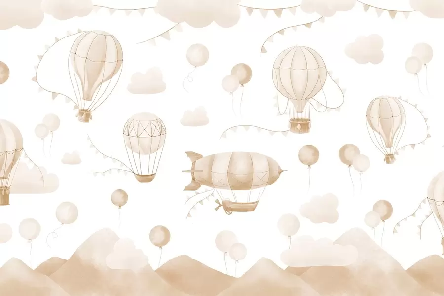 Fototapet Akvarelldesign för barn med ballonger w08765v4