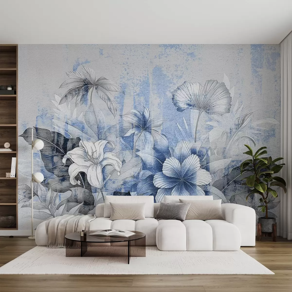Fototapet Vintagedesign med exotiska blommor och växter w08767v1