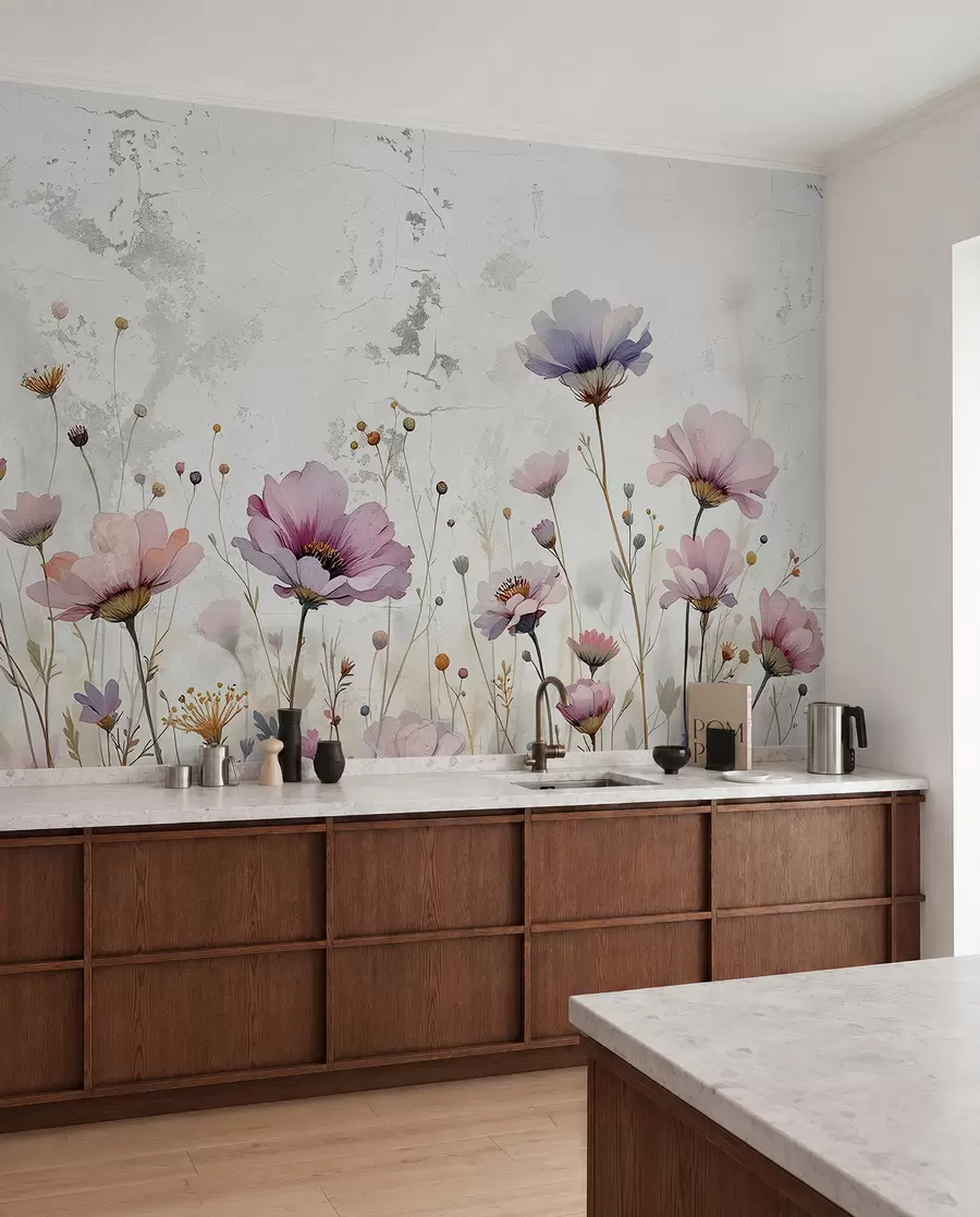Fototapet Akvarellblommor i grungestil w03192