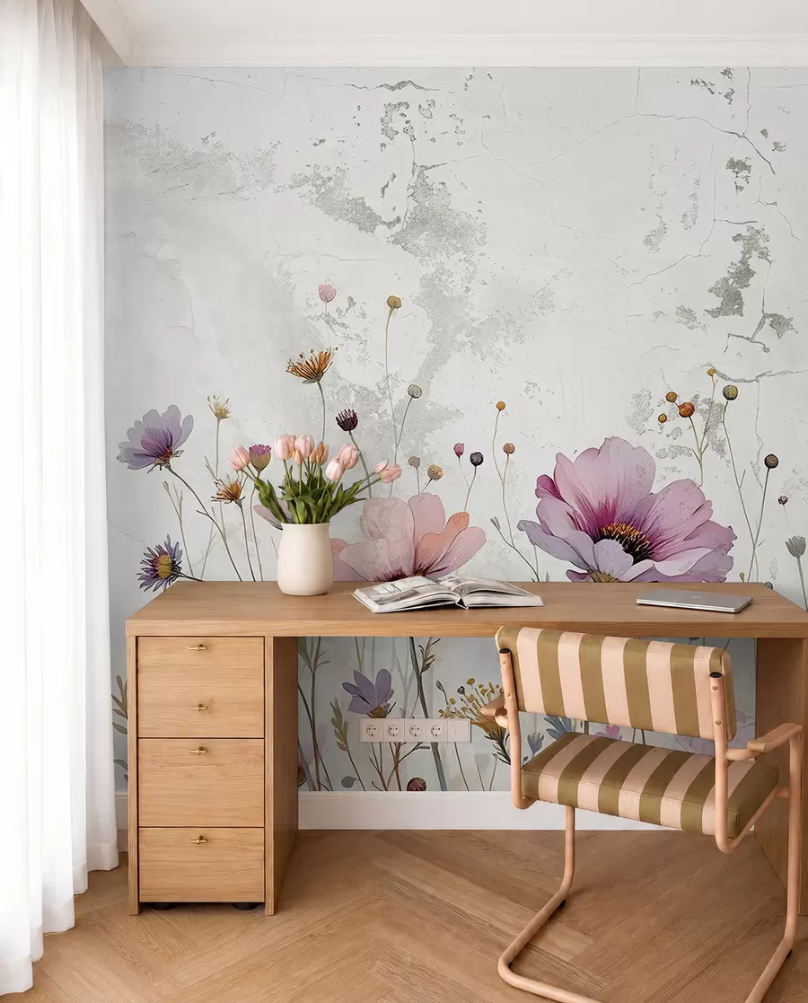 Fototapet Akvarellblommor i grungestil w03192
