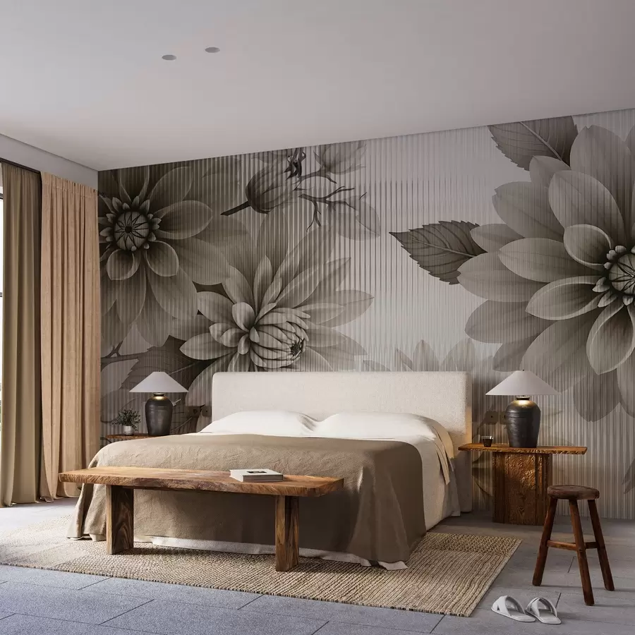 Fototapet Stora blommor bakom glas w03197v1