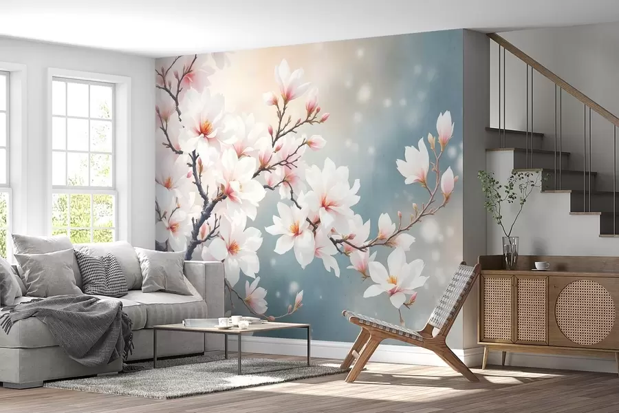 Fototapet Blommande gren ritad abstrakt w03202