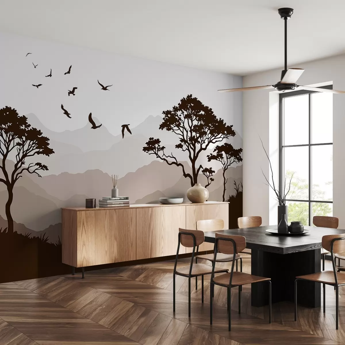 Fototapet Silhuett landskap w03210v1