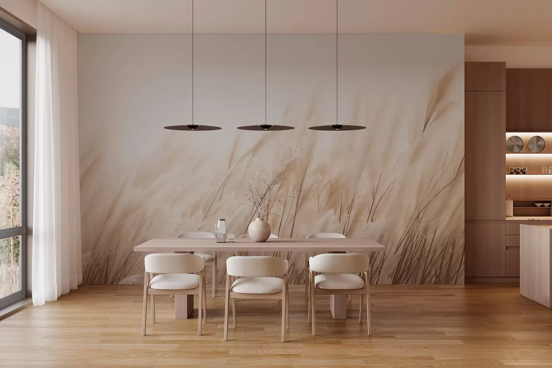 Fototapet Spikelets i pastelliga beige färger w03244