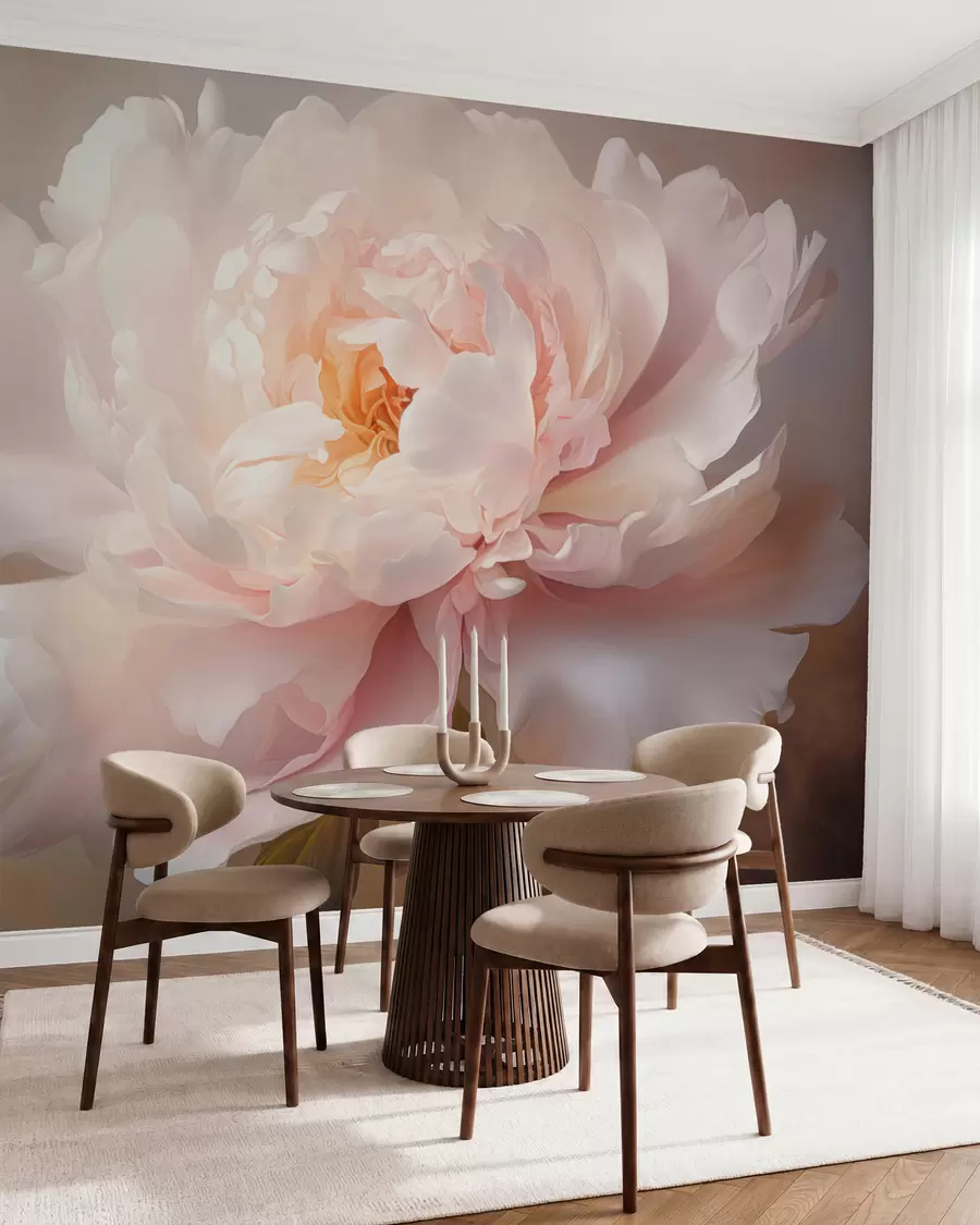 Fototapet Blommande pionblomma i en delikat färgpalett w03247