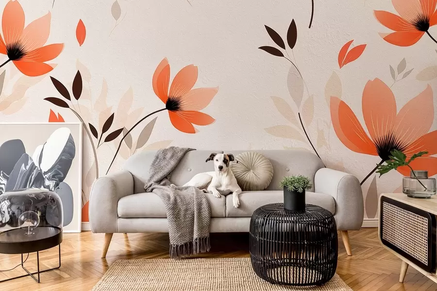 Fototapet Ett minimalistiskt blommönster w08850