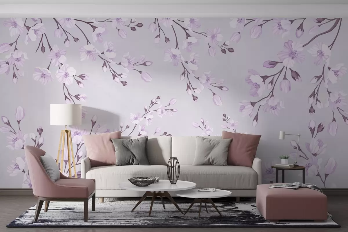 Fototapet Blommande grenar i rosa w03300v1