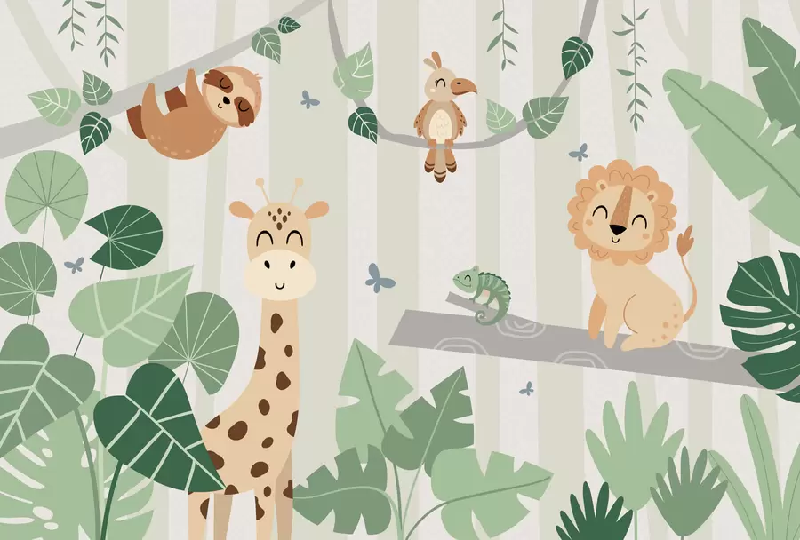 Fototapet Landskap med tropiska djur w03376v1