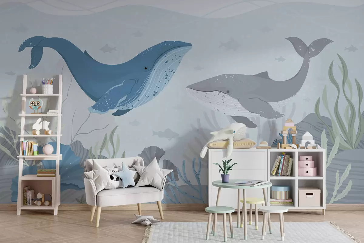 Fototapet Valar i havet  w03378v1