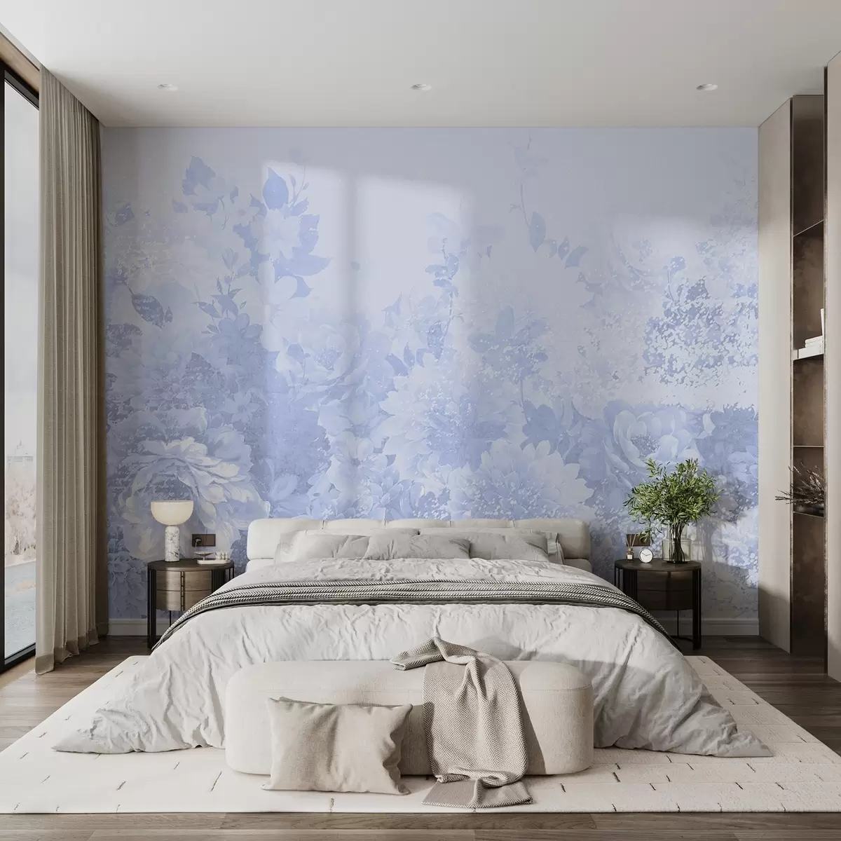 Fototapet Delikata, enfärgade vintageblommor w08925