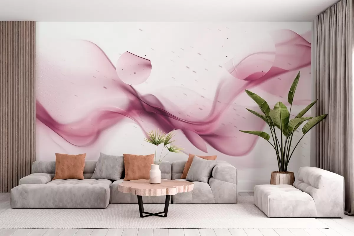 Fototapet Geometriska vågor abstraktion, oskarp stil, gradient, rosa färger w03404v1