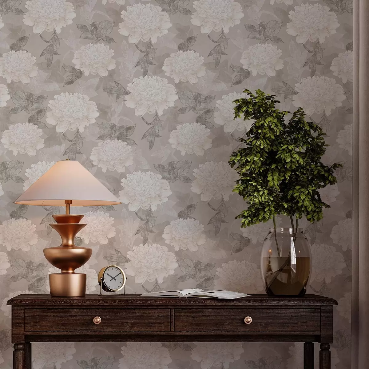 Bakgrund Ljusa pioner och blad i grungestil a00005