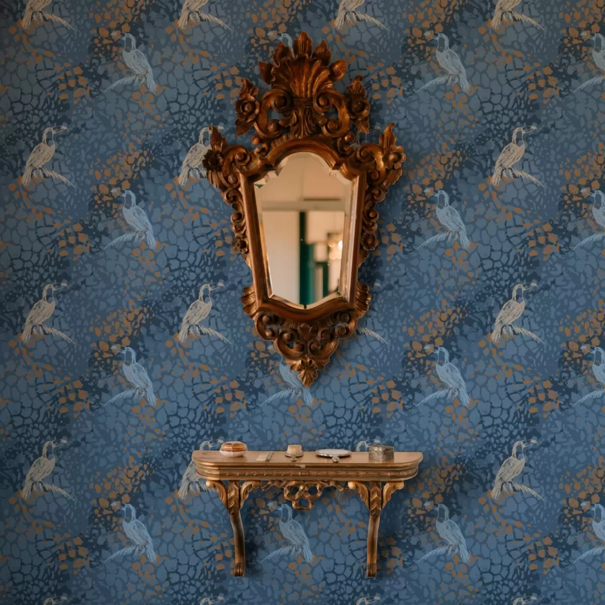 Bakgrund Blå och vita fåglar på blå bakgrund a00009