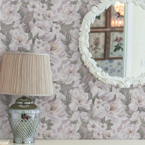 Fototapet Fina blommor och blad i pastellfärger, Tapeter Blommor och växter, Tapeter Blommor Pioner, a00022 : Uwalls.se