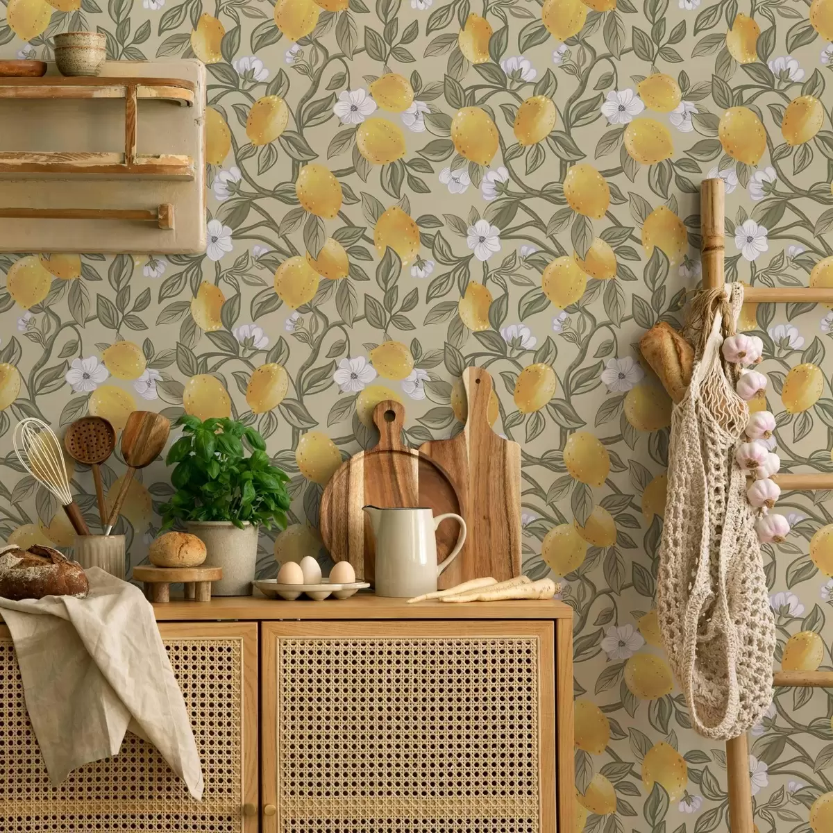 Bakgrund Blommor och gula citroner a00023