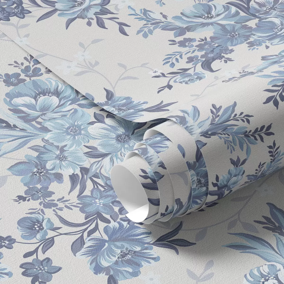 Bakgrund Fina blommor och blad i blå och blå färger på en ljus bakgrund a00027