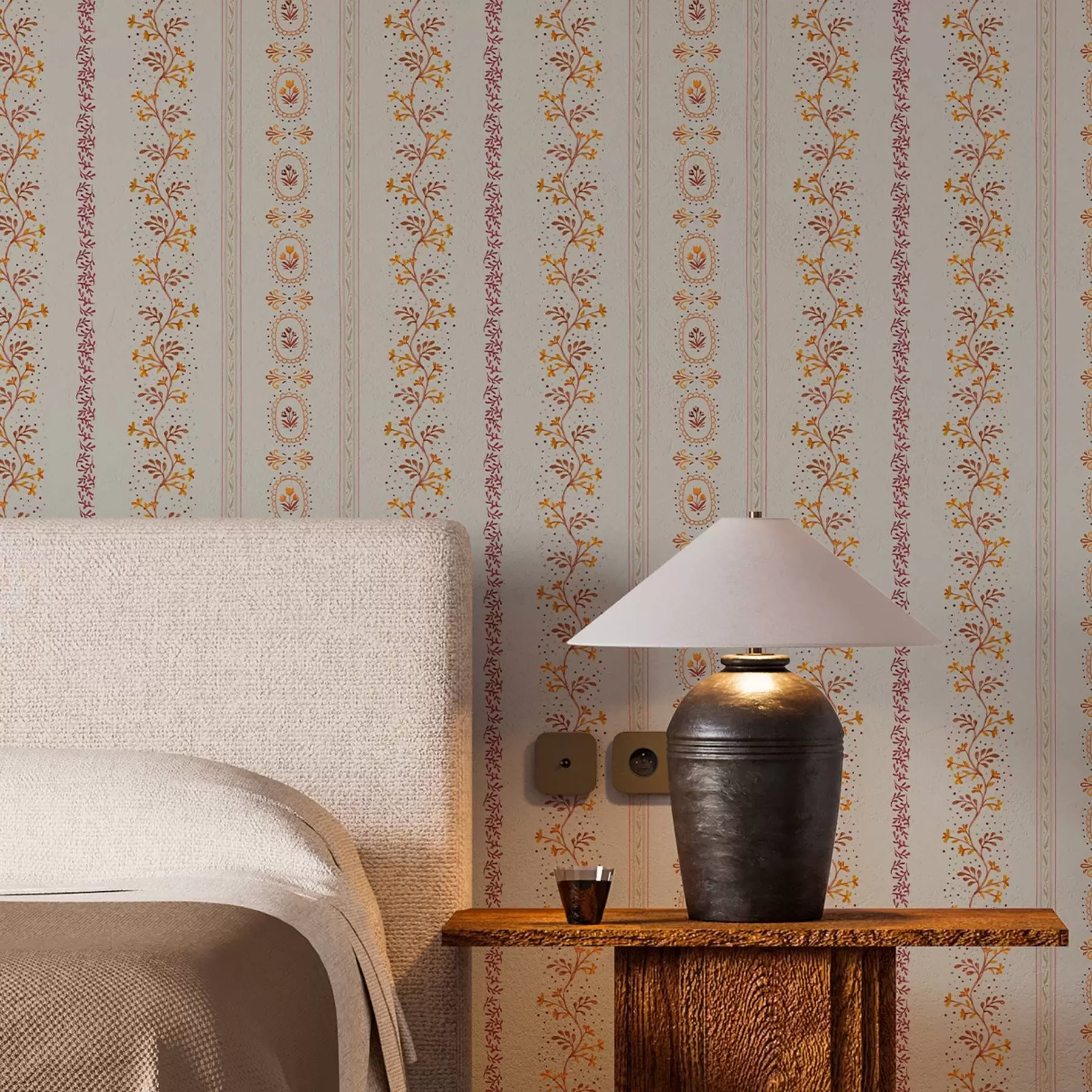 Fototapet Delikat geometriskt ornament med blommor och växter a00031