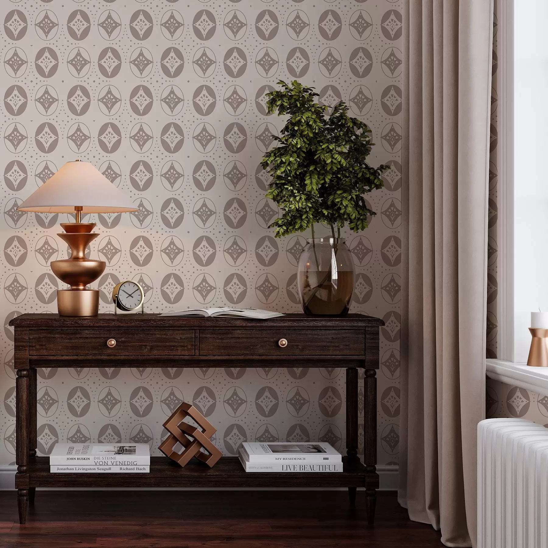 Fototapet Delikat geometriskt ornament med romber a00035