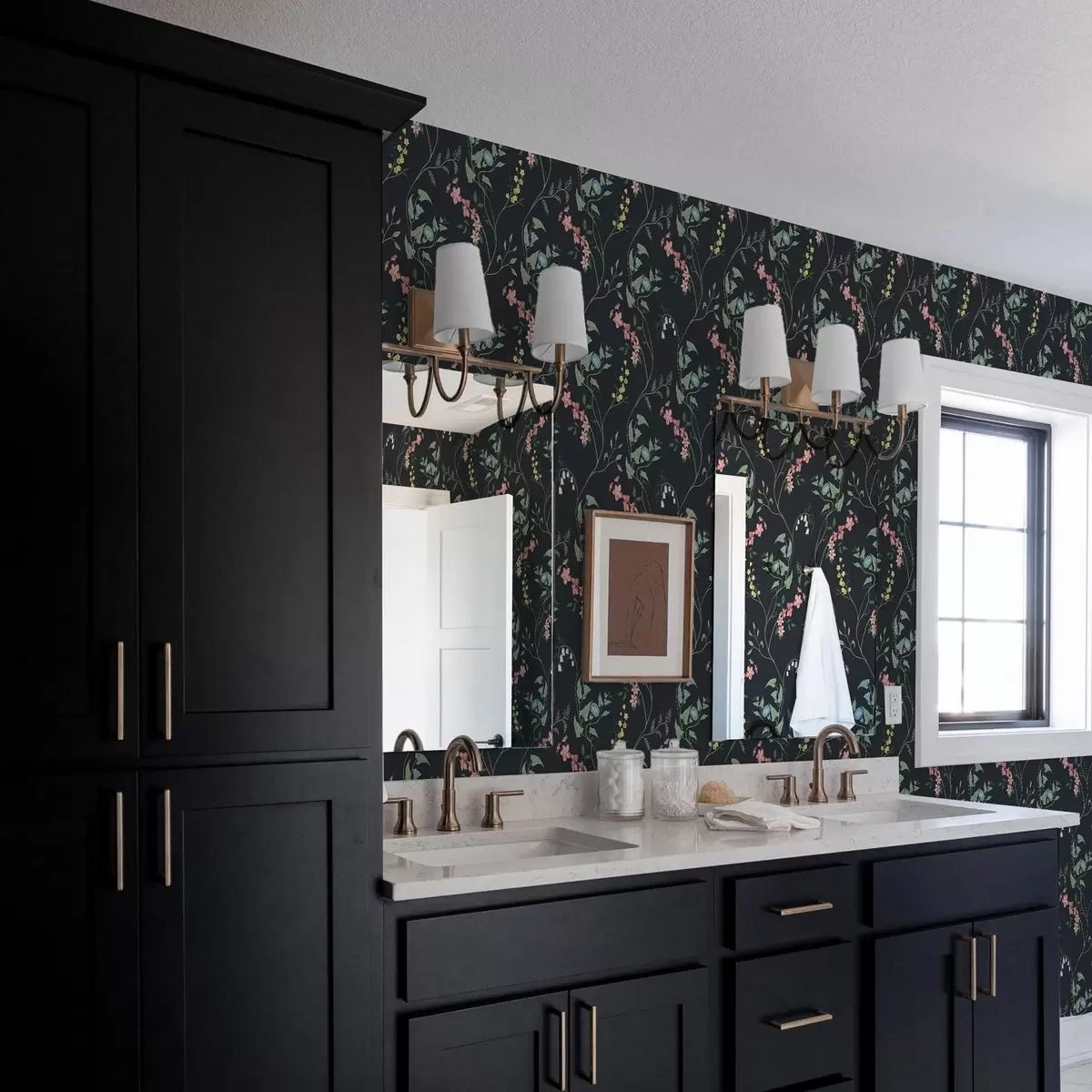 Bakgrund Blommor, blad och stjälkar på mörk bakgrund a00047