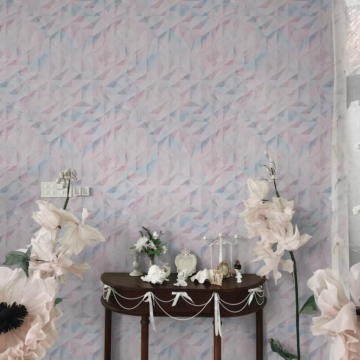 Bakgrund Abstrakt geometriskt mönster i rosa och blått a00050