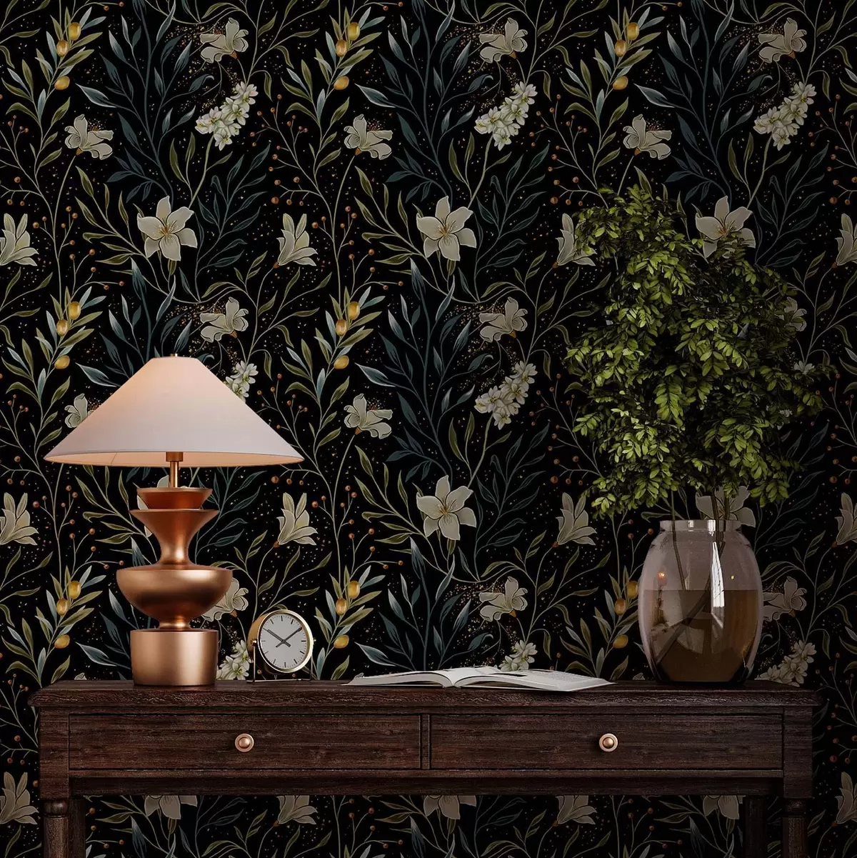 Bakgrund Komposition av ljusa blommor och mörka blad på en mörk bakgrund a00053