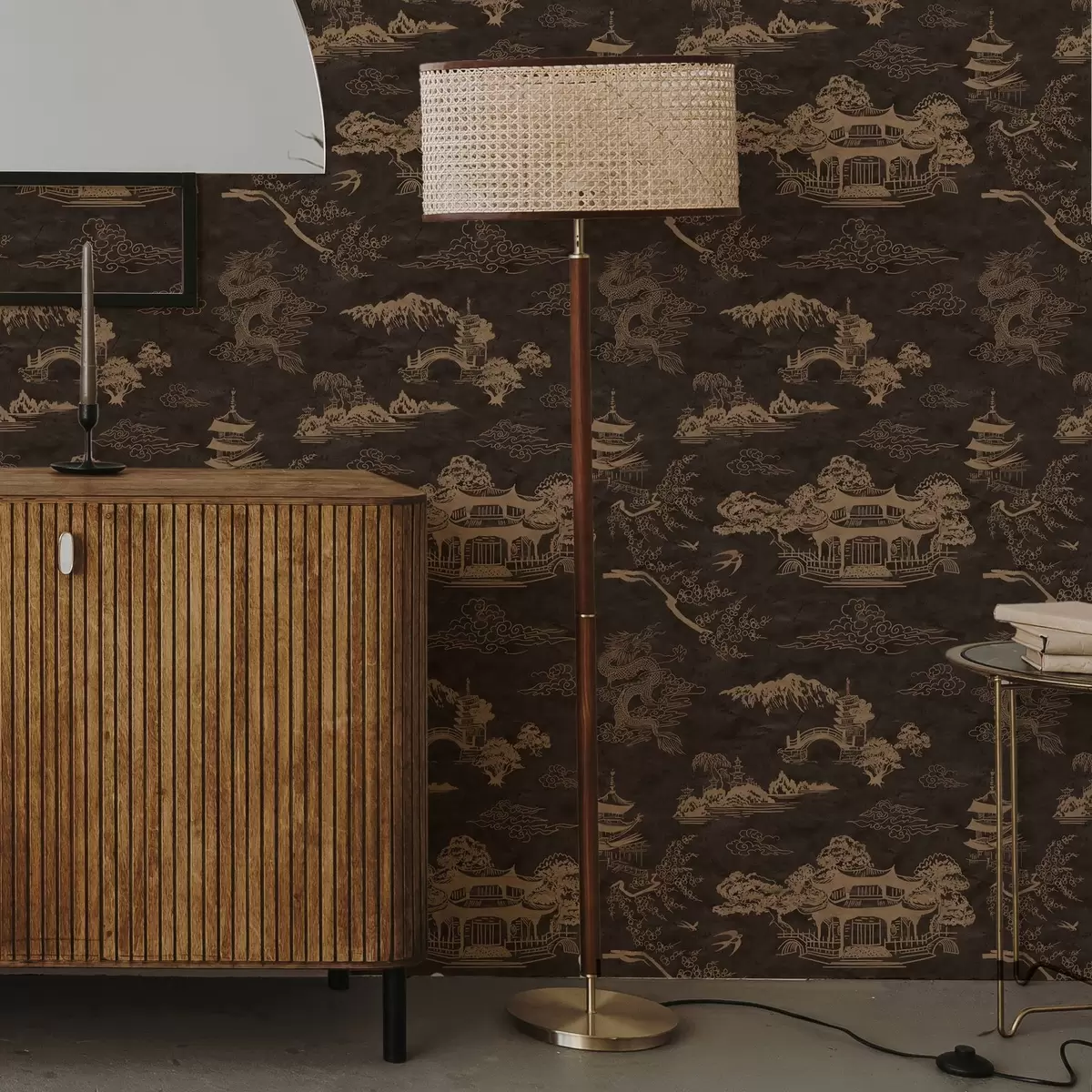 Bakgrund Asiatiska element i brunt a00065