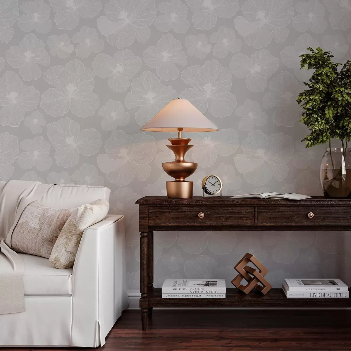 Bakgrund Stora blommor på grå bakgrund a00068