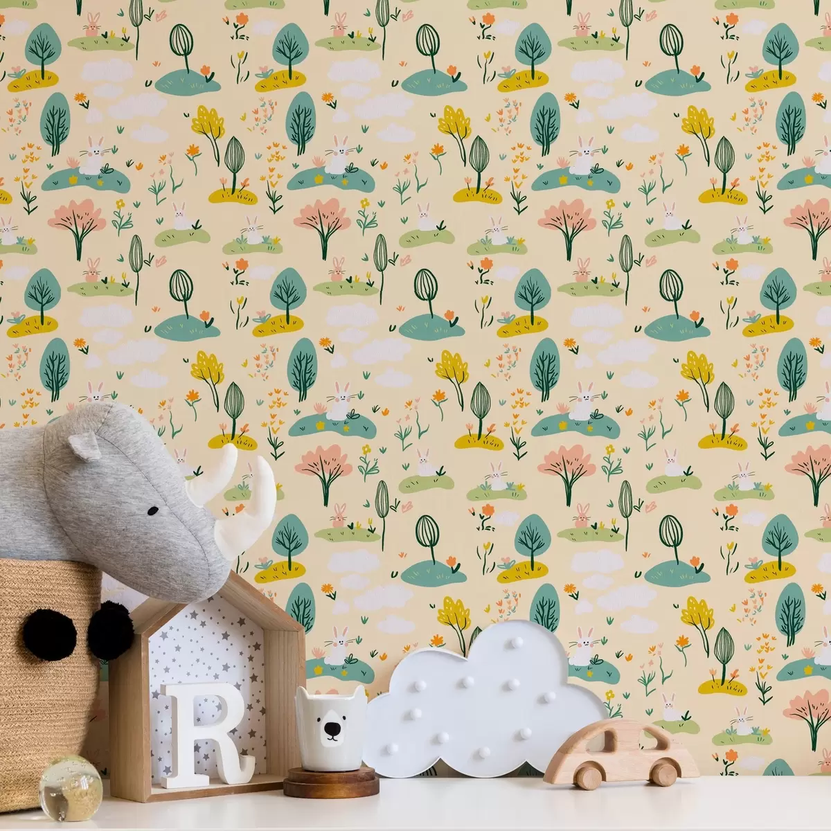 Bakgrund Små träd och kaniner a00081