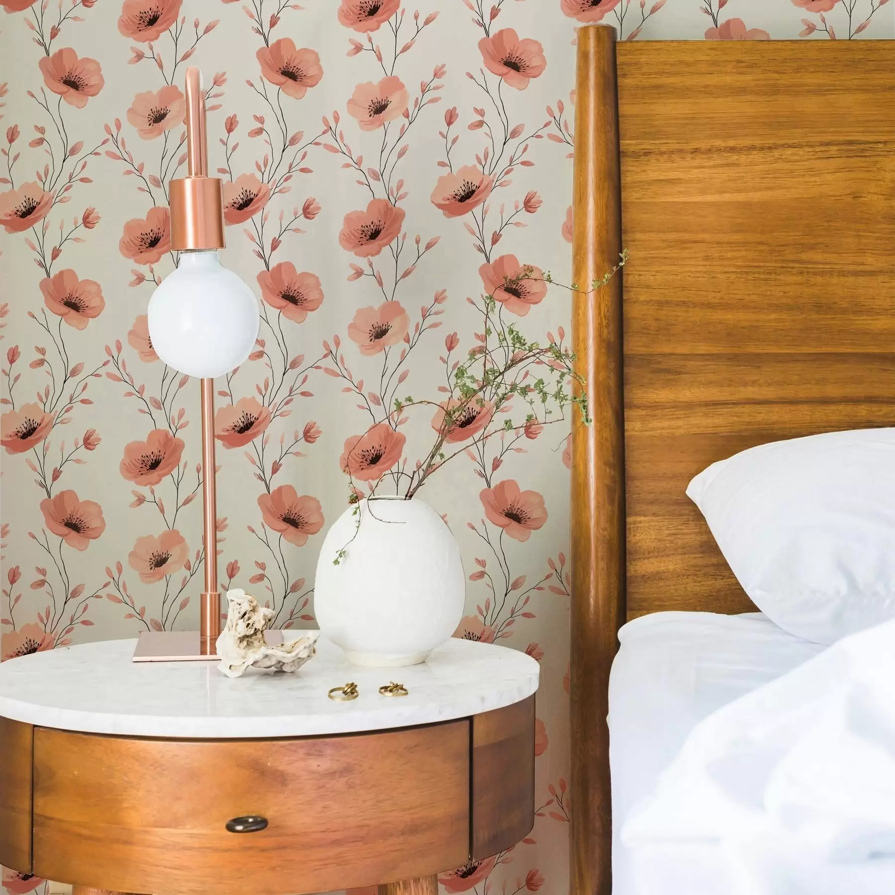 Fototapet Rosa vallmo på stjälkar a00083