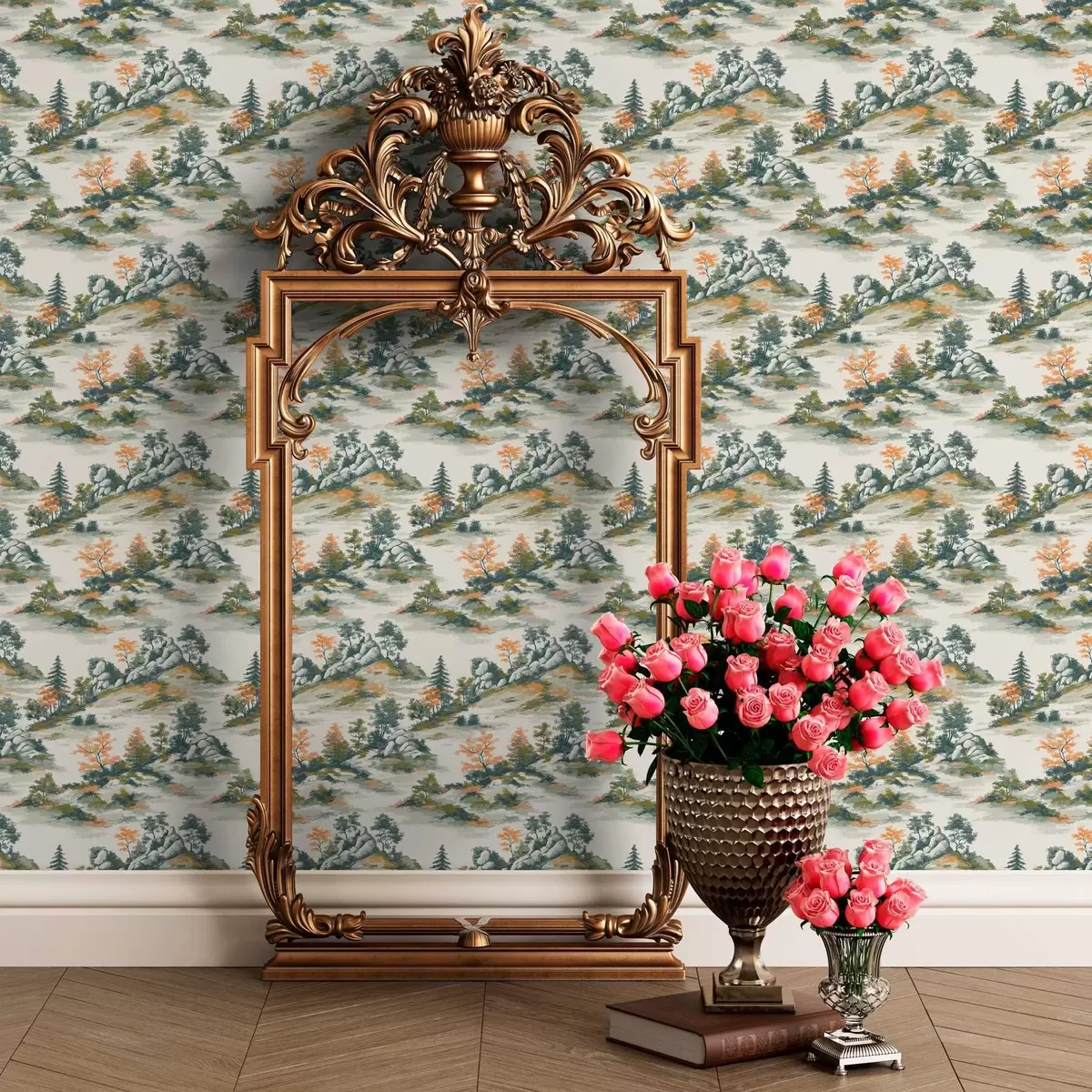 Bakgrund Träd på bergsavsatser med stenar a00090