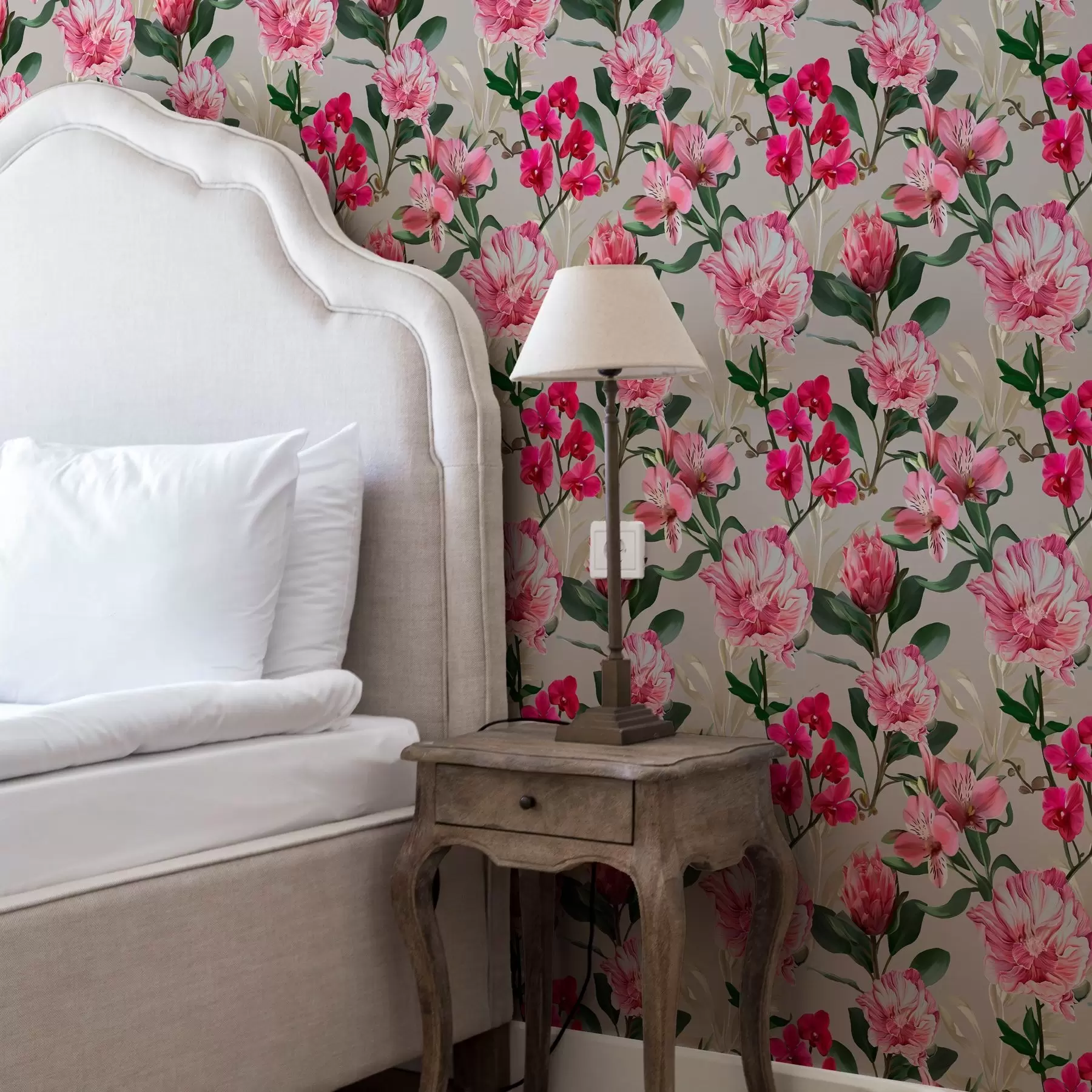 Fototapet Fina rosa blommor på ljus bakgrund a00094