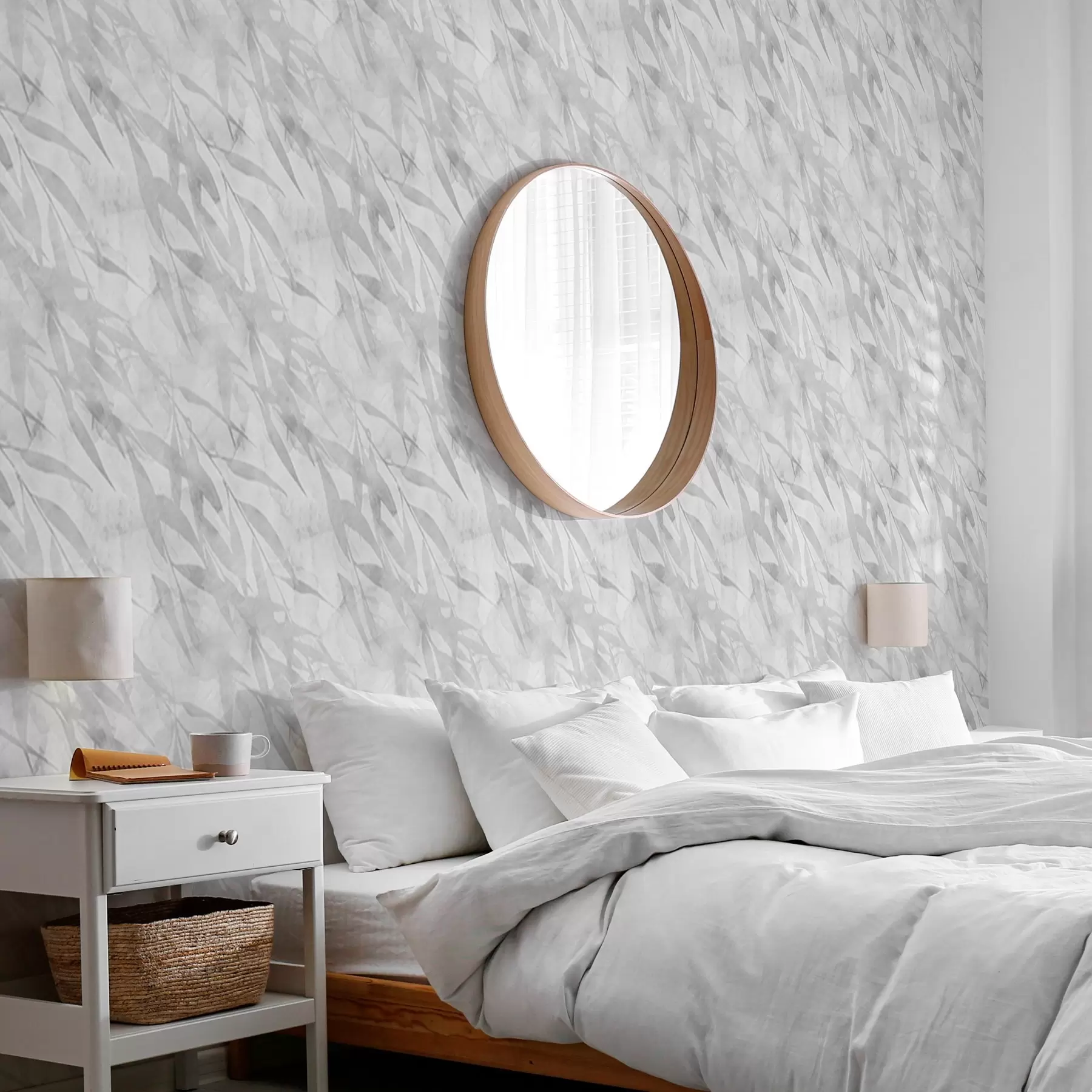 Fototapet Grå grenar med löv i vinden a00097v1