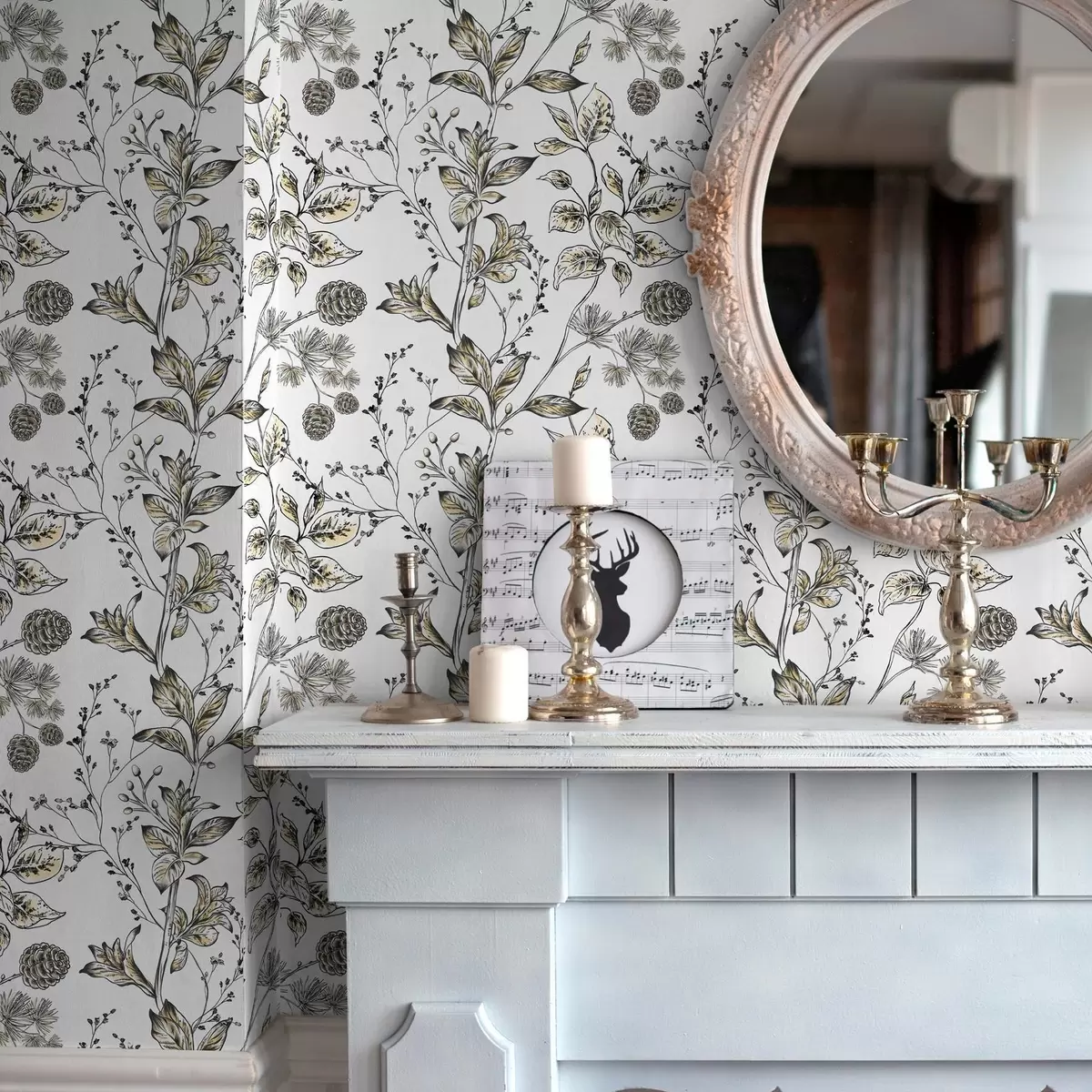 Bakgrund Grenar med gula blad på vit bakgrund a00098