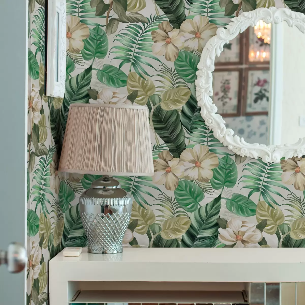 Bakgrund Sammansättning av tropiska blommor och blad a00099