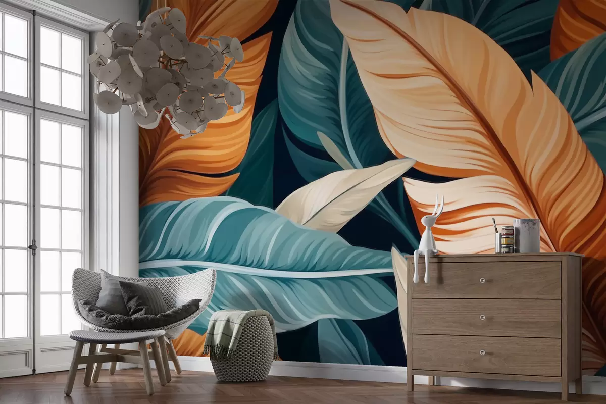 Fototapet Abstrakta tropiska löv w03421