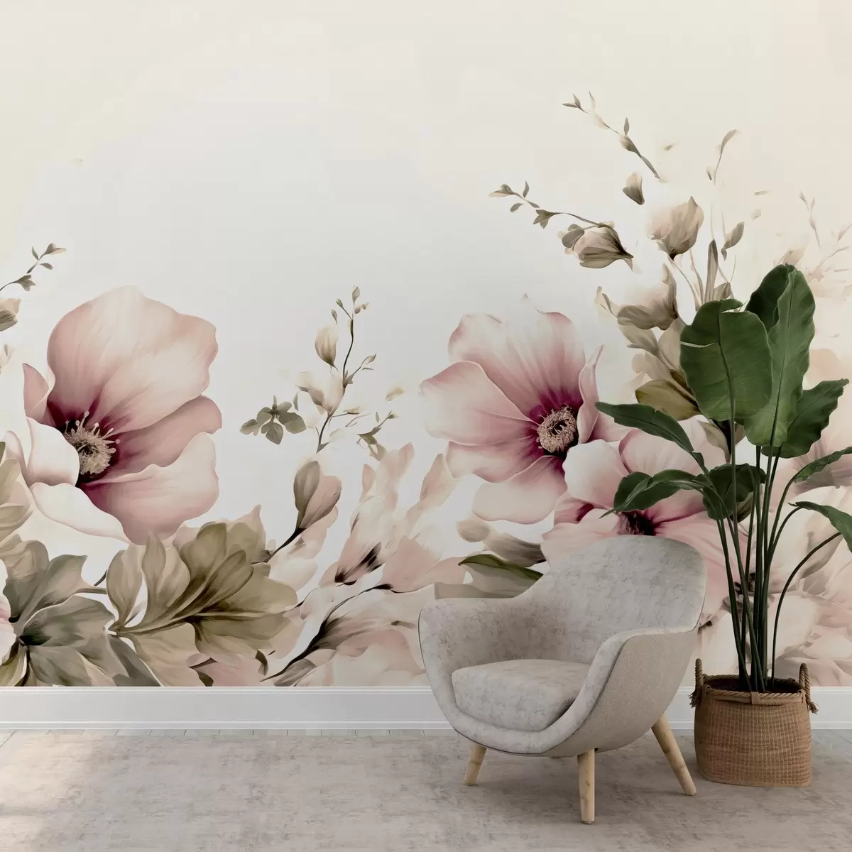 Fototapet stora pastellfärgade blommor i fina snitt w02779