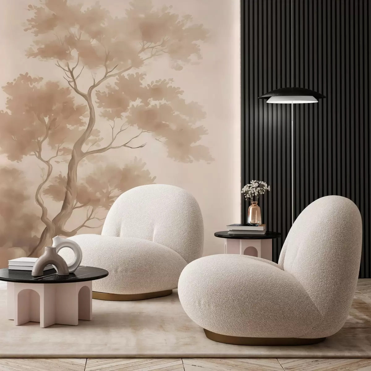 Fototapet Trädimitation av suddig akvarell w03471