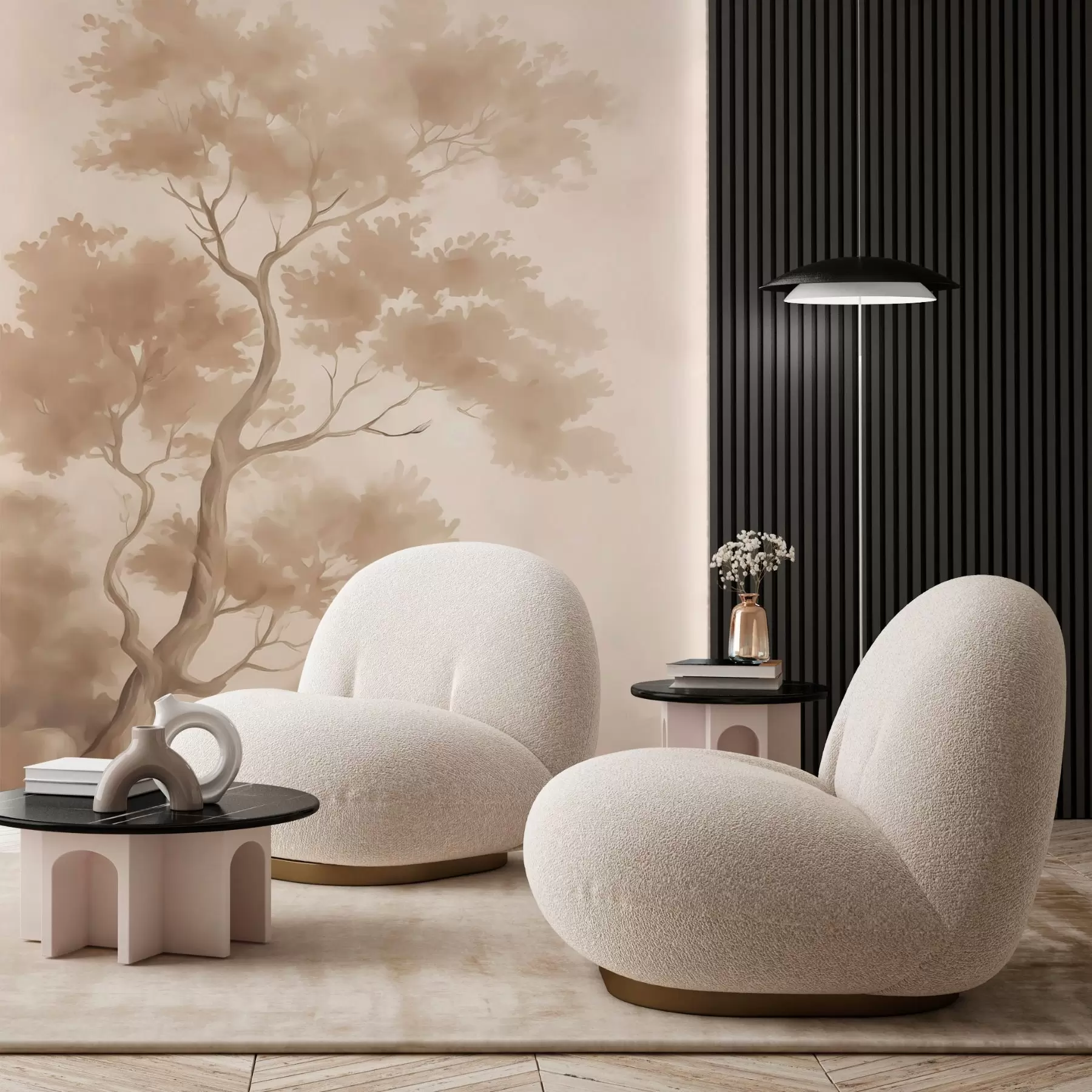 Fototapet Trädimitation av suddig akvarell w03471