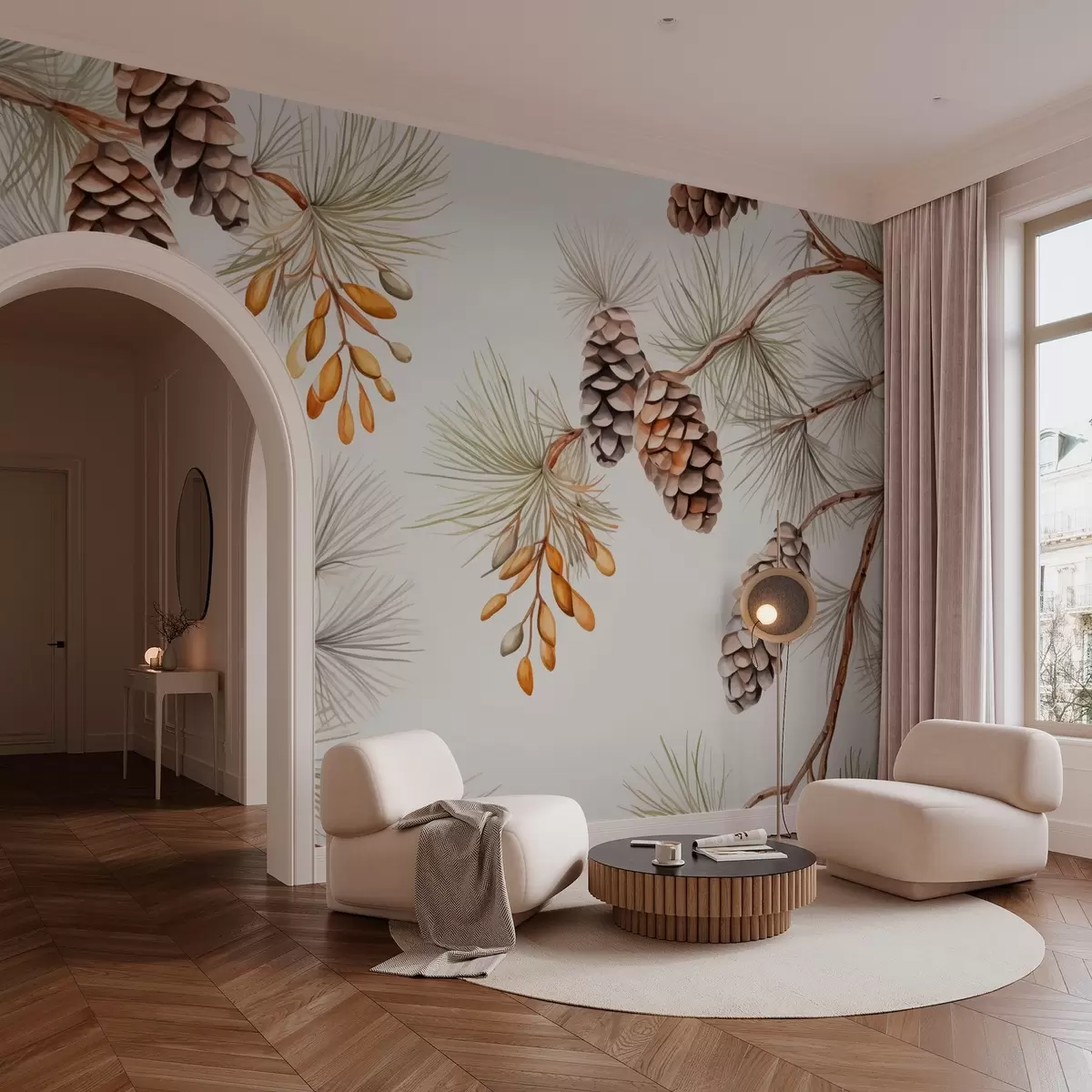 Fototapet Tallkottar imitation akvarell w03462