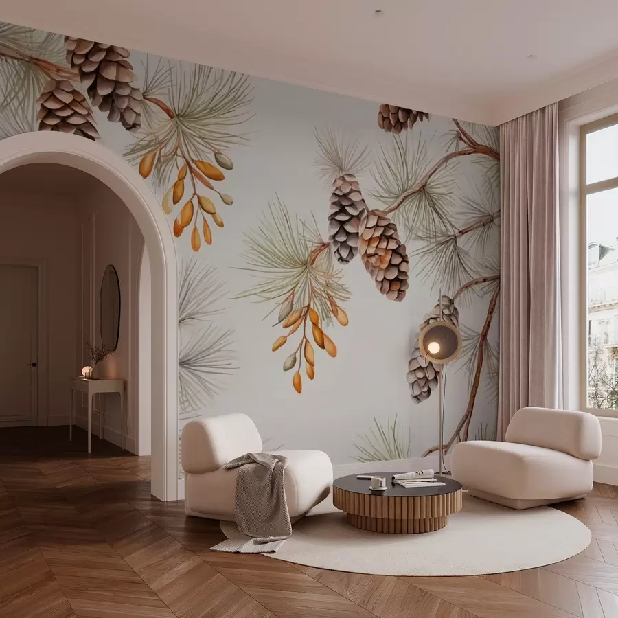 Fototapet Tallkottar imitation akvarell w03462