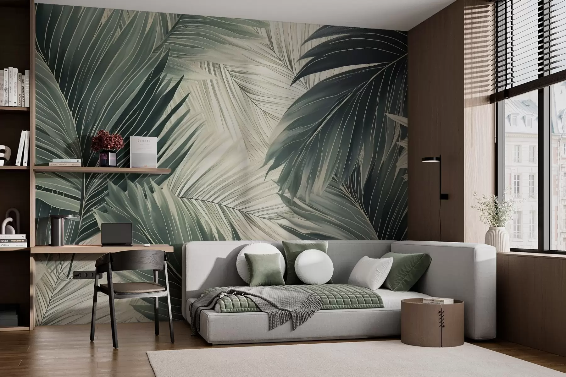 Fototapet Palmblad med imitationsstruktur w03467