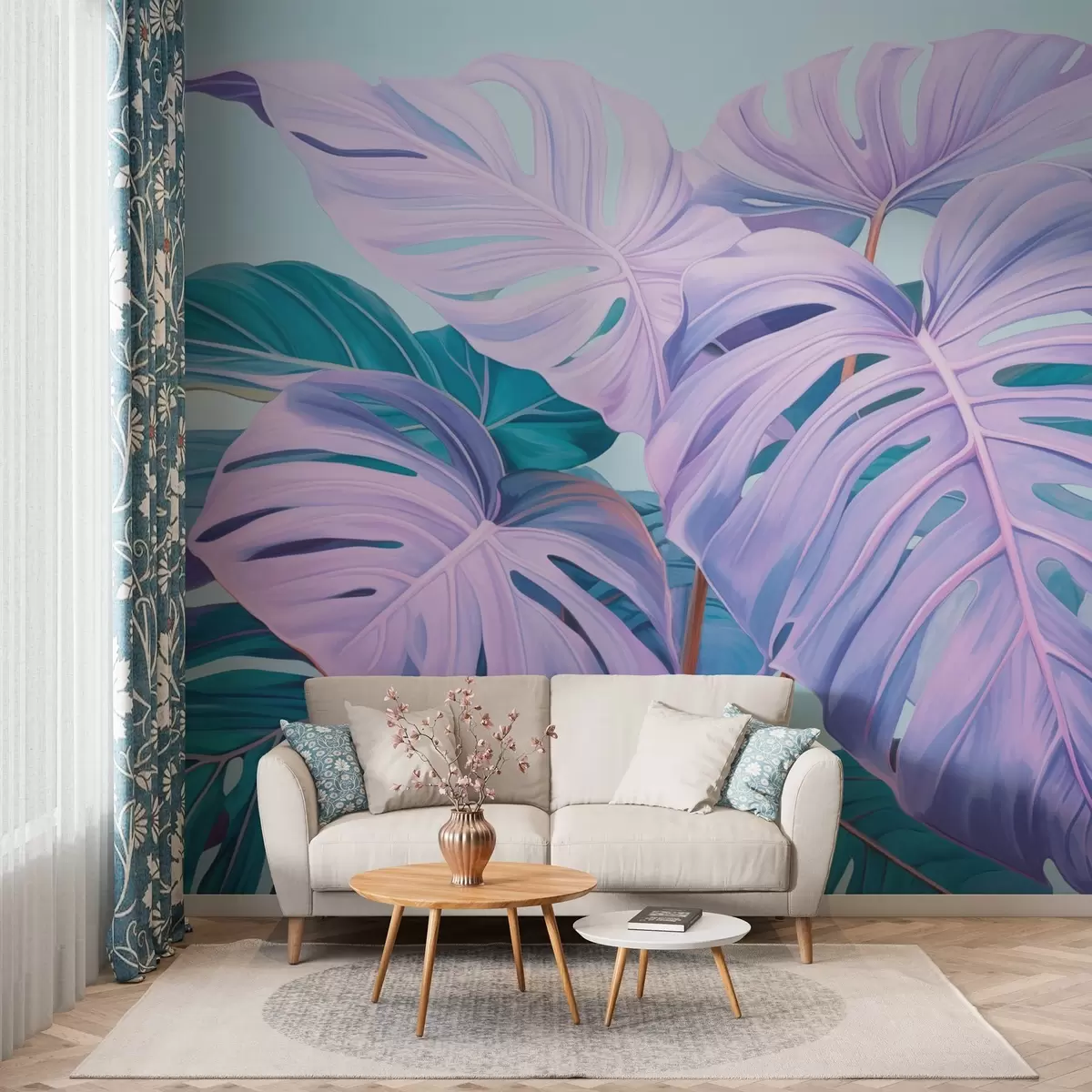 Fototapet Tropiska bladverk i neonfärger w03531