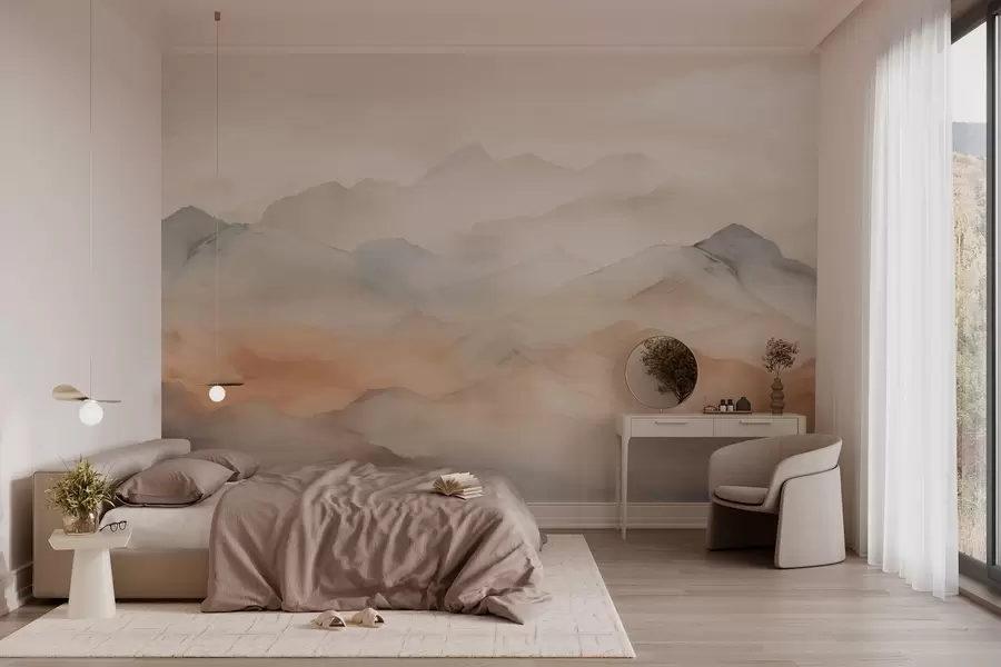 Fototapet Dimmiga berg i mjuka färger w03535