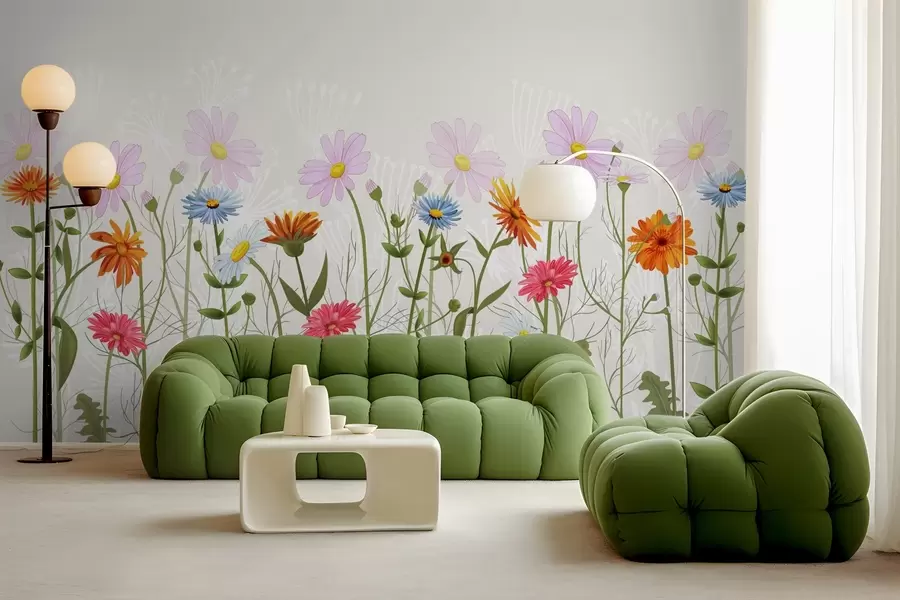 Fototapet Ljusa vilda blommor w03484